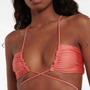 JADE SWIM Livi Coral sheen Strappy Bikini Top size large NEW NWT